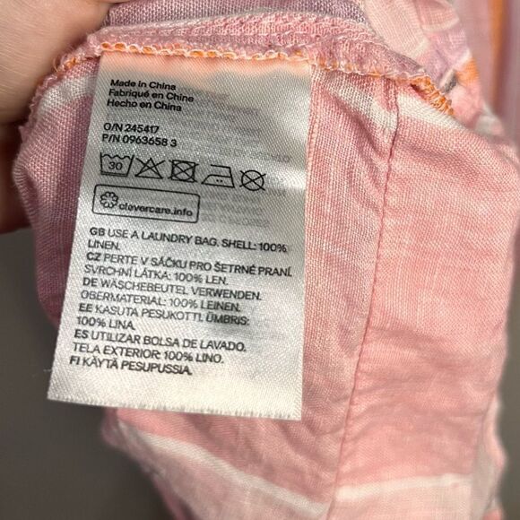 Lemlem X H&M Pink Linen Stripe Mini Short Dress Women's Size S - Picture 8 of 12